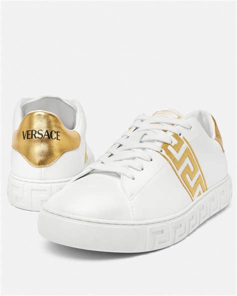 versace greca shoes|Versace greca embroidered sneakers.